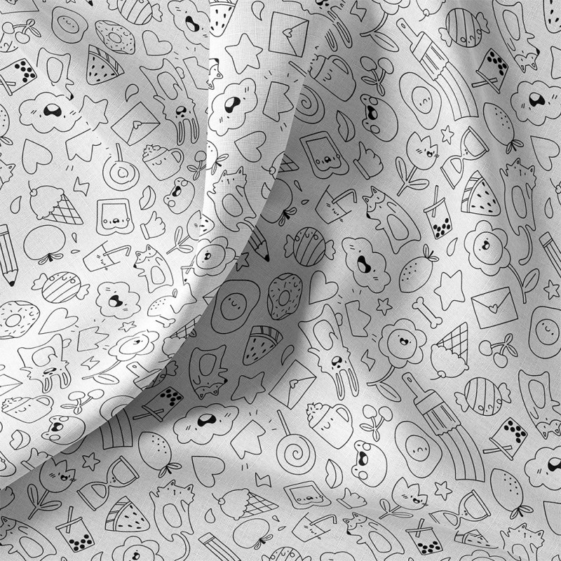 Printed Cotton KAWI White / Black